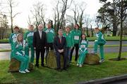 10 December 2009; At an Irish team press conference ahead of the SPAR European Cross Country Championships, from left, Emmet Jennings, Junior Men, Linda Byrne, Senior Women, David Flynn, U23 Men, Liam Hennessy, Event Director and President of the Athletics Ireland, Mark Kenneally, Senior Men, Willie O'Byrne, Managing Director, SPAR Ireland, Ann Keenan Buckley, Irish Team Manager, Mick Clohessy, Senior Men, Bryony Treston, U23 Women and Brendan O'Neill, U23 Men. Crowne Plaza Dublin-Northwood, Northwood Park, Santry, Dublin. Picture credit: Brendan Moran / SPORTSFILE