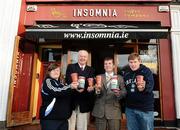 10 December 2009; Special Olympics athletes Linda Clowry, Cobras Special Olympics club, and Robert Ennis, from Kiltiernan Karvers Special Olympics Club, with Bobby Kerr, Insomnia Coffee Company CEO, left, and Matt English, Special Olympics Ireland CEO, at the announcement of details of a very special initiative in aid of Special Olympics Ireland. Insomnia Coffee company will donate 5 cents from the sale of every hot beverage, in each of their 32 outlets, on Monday 21st of December to Special Olympics Ireland. The money will help Special Olympics Ireland to realise its promise of changing lives. Insomnia making coffee and cents for Special Olympics Ireland. Insomnia Coffee Shop, St Stephen's Green, Dublin. Picture credit: Stephen McCarthy / SPORTSFILE