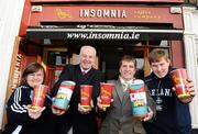 10 December 2009; Special Olympics athletes Linda Clowry, Cobras Special Olympics club, and Robert Ennis, from Kiltiernan Karvers Special Olympics Club, with Bobby Kerr, Insomnia Coffee Company CEO, left, and Matt English, Special Olympics Ireland CEO, at the announcement of details of a very special initiative in aid of Special Olympics Ireland. Insomnia Coffee company will donate 5 cents from the sale of every hot beverage, in each of their 32 outlets, on Monday 21st of December to Special Olympics Ireland. The money will help Special Olympics Ireland to realise its promise of changing lives. Insomnia making coffee and cents for Special Olympics Ireland. Insomnia Coffee Shop, St Stephen's Green, Dublin. Picture credit: Stephen McCarthy / SPORTSFILE