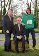 10 December 2009; At an Irish team press conference ahead of the SPAR European Cross Country Championships, from left, Willie O'Byrne, Managing Director, SPAR Ireland, Liam Hennessy, Event Director and President of Athletics Ireland and Mick Clohessy, Senior Men. Crowne Plaza Dublin-Northwood, Northwood Park, Santry, Dublin. Picture credit: Brendan Moran / SPORTSFILE