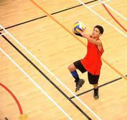 10 December 2009; Luan Santos, Pipers Hill College Naas, Kildare, in action against Mountmellick Community School, Laois. VAI Schools Senior Volleyball Finals 2009, Senior Boys 'B' Final, UCD Sports Centre, Belfield, Dublin. Picture credit: Stephen McCarthy / SPORTSFILE