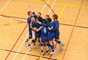 10 December 2009; Mountmellick Community School, Laois, players celebrate victory over Pipers Hill College Naas, Kildare. VAI Schools Senior Volleyball Finals 2009, Senior Boys 'B' Final, UCD Sports Centre, Belfield, Dublin. Picture credit: Stephen McCarthy / SPORTSFILE