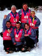11 March 2001; The Ireland Team after the Final day's competition, clockwise from back left,  Finbarr Hughes, Bronze, Jim Nugent, Silver, Jacinta O'Neill, Silver, Lorraine Whelan, Bronze, Cormac Maguire, Silver and Warren Tate, Silver at the 2001 Special Olympics World Winter Games at the Alyeska Ski Resort in Anchorage, Alaska, USA. Photo by Ray McManus/Sportsfile