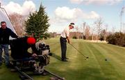13 March 2001; Irish golfer Padraig Harrington during the making of a new TV commercial highlighting the involvement of Aer Lingus as a partner in bringing the Ryder Cup to Ireland in 2005. Photo by Brendan Moran/Sportsfile