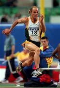 9 March 2001; Andrew Murphy of Australia competing in the Men's Triple Jump event during the World Indoor Athletics Championship at the Atlantic Pavillion in Lisbon, Portugal. Photo by Brendan Moran/Sportsfile
