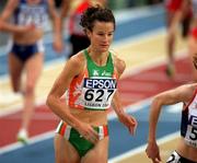 9 March 2001; Sonia O'Sullivan of Ireland in action during the Women's 3000m heats during the World Indoor Athletics Championship at the Atlantic Pavillion in Lisbon, Portugal. Photo by Brendan Moran/Sportsfile