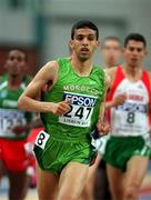 9 March 2001; Hicham El Guerrouj of Morocco in action during the Men's 3000m heats during the World Indoor Athletics Championship at the Atlantic Pavillion in Lisbon, Portugal. Photo by Brendan Moran/Sportsfile