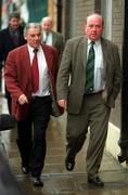 16 March 2001; John Byrne, Galway United FAI National Council member, right, and the Shamrock Rovers member Joe Colwell arrive for the FAI Board of Management meeting at the Ashling Hotel in Dublin. Photo by David Maher/Sportsfile