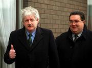 16 March 2001; Milo Corcoran, FAI Vice President and Noel Kennedy, right, the Connacht Football Association member of the FAI National Council arrive for the FAI Board of Management meeting at the Ashling Hotel in Dublin. Photo by David Maher/Sportsfile