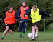 19 March 2001; Damien Duff, right, and Jason McAteer during a Republic of Ireland training session at the AUL Complex in Clonshaugh in Dublin. Photo by David Maher/Sportsfile