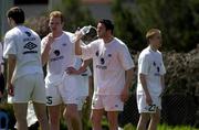 21 March 2001; Robbie Keane takes a drink of water during a Republic of Ireland training session in Limassol, Cyprus. Photo by Damien Eagers/Sportsfile