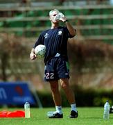21 March 2001; Manager Mick McCarthy takes a drink of water during a Republic of Ireland training session in Limassol, Cyprus. Photo by Damien Eagers/Sportsfile