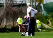 22 March 2001; Manager Mick McCarthy, left, chats to team physiotherapist Mick Byrne during a Republic of Ireland training session in Limassol, Cyprus. Photo by David Maher/Sportsfile