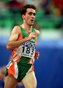 10 March 2001; Mark Carroll of Ireland competing in the Men's 3000m during the World Indoor Athletics Championship at the Atlantic Pavillion in Lisbon, Portugal. Photo by Brendan Moran/Sportsfile