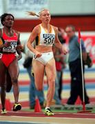 9 March 2001; Tamsyn Lewis of Australia competing in the Women's 800m during the World Indoor Athletics Championship at the Atlantic Pavillion in Lisbon, Portugal. Photo by Brendan Moran/Sportsfile