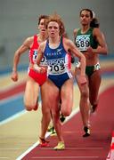 11 March 2001; Yelena Afanasyeva of Russia competing in the Women's 800m during the World Indoor Athletics Championship at the Atlantic Pavillion in Lisbon, Portugal. Photo by Brendan Moran/Sportsfile