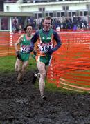 25 March 2001; Cathal Lambert, 264, and Noel Berkeley both of Ireland competing in the Senior Men's Long Race at the IAAF World Cross Country Championships at the Wellington Hippodroom in Ostend, Belgium. Photo by Ray McManus/Sportsfile