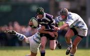 25 March 2001; David McAllister of Terenure College is tackled by John Ronan, left, and team-mate David Gannon of Blackrock College during the Leinster Schools Schools Cup Final match between Blackrock College and Terenure College at Landowne Road in Dublin. Photo by Aoife Rice/Sportsfile