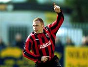 25 March 2001; Glen Crowe of Bohemians, celebrates scoring his side's first goal during the FAI Harp Larger Cup Quarter-Final match between Kilkenny City and Bohemians at Buckley Park in Kilkenny. Photo by Matt Browne/Sportsfile