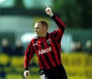 25 March 2001; Glen Crowe of Bohemians celebrates scoring his side's first goal during the FAI Harp Larger Cup Quarter-Final match between Kilkenny City and Bohemians at Buckley Park in Kilkenny. Photo by Matt Browne/Sportsfile