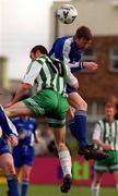 25 March 2001; Shane Bradley of Finn Harps in action against Jason Byrne of Bray Wanderers during the Eircom League Premier Division match between Bray Wanderers and Finn Harps at the Carlisle Grounds in Bray, Wicklow. Photo by Ray Lohan/Sportsfile