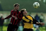 25 March 2001; Richie Purdy of Kilkenny City in action against Jimmy Fullam of Bohemians during the FAI Harp Larger Cup Quarter-Final match between Kilkenny City and Bohemians at Buckley Park in Kilkenny. Photo by Matt Browne/Sportsfile