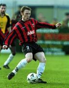 25 March 2001; Trevor Molloy of Bohemians scores his side's third goal during the FAI Harp Larger Cup Quarter-Final match between Kilkenny City and Bohemians at Buckley Park in Kilkenny. Photo by Matt Browne/Sportsfile