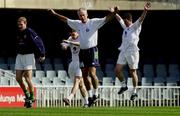 27 March 2001; Republic of Ireland manager Mick McCarthy with players, from left, Gary Doherty, Steve Finnan and Mark Kinsella during a Republic of Ireland training session at the Mini Estadi in Barcelona, Spain. Photo by David Maher/Sportsfile