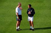 27 March 2001; Republic of Ireland manager Mick McCarthy speaking with Gary Kelly during a Republic of Ireland training session at the Mini Estadi in Barcelona, Spain. Photo by Damien Eagers/Sportsfile