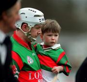 25 March 2001; Birr captain Gary Cahill with his son Eoghan in the pre match parade before the Offaly County Senior Hurling Championship Final match between Birr and Seir Kieran at St Brendan's Park in Birr, Offaly. Photo by Brendan Moran/Sportsfile