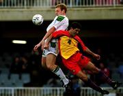 28 March 2001; Gary Doherty of Republic of Ireland in action against Jonas Alonzo of Andorra during the 2002 FIFA World Cup Qualifier match between Andorra and Republic of Ireland at the Mini Estadi in Barcelona, Spain. Photo by Damien Eagers/Sportsfile