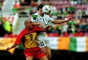 28 March 2001; Kevin Kilbane of Republic of Ireland in action against Justo Ruiz of Andorra during the 2002 FIFA World Cup Qualifier match between Andorra and Republic of Ireland at the Mini Estadi in Barcelona, Spain. Photo by David Maher/Sportsfile