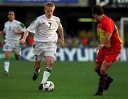 28 March 2001; Damien Duff of Republic of Ireland in action against Jesus Lucendo of Andorra during the 2002 FIFA World Cup Qualifier match between Andorra and Republic of Ireland at the Mini Estadi in Barcelona, Spain. Photo by Damien Eagers/Sportsfile