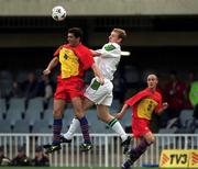 28 March 2001; Gary Doherty of Republic of Ireland in action against Jonas Alonzo of Andorra during the 2002 FIFA World Cup Qualifier match between Andorra and Republic of Ireland at the Mini Estadi in Barcelona, Spain. Photo by Damien Eagers/Sportsfile