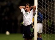 24 March 2001; David Connolly of Republic of Ireland during the 2002 FIFA World Cup Qualification Group 2 match between Cyprus and Republic of Ireland at GSP Stadium in Nicosia, Cyprus. Photo by Damien Eagers/Sportsfile