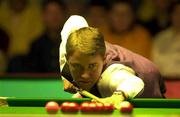 29 March 2001; Stephen Hendry during his Quarter-Final match against Alan McManus at the Irish Masters Snooker at the Citywest Hotel in Dublin. Photo by Matt Browne/Sportsfile