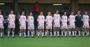 24 March 2001; The Republic of Ireland team stand for the National Anthem before the 2002 FIFA World Cup Qualification Group 2 match between Cyprus and Republic of Ireland at GSP Stadium in Nicosia, Cyprus. Photo by Damien Eagers/Sportsfile