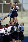 31 March 2001; John Langford of Shannon wins possession in the line-out against Mark McConnell of Galwegians during the AIB All-Ireland League Rugby Division 1 match between Shannon RFC and Galwegians RFC at Thomond Park in Limerick. Photo by Brendan Moran/Sportsfile