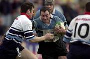 31 March 2001; Paul Cleary of Galwegians holds off the challenge of Tom Hayes of Shannon during the AIB All-Ireland League Rugby Division 1 match between Shannon RFC and Galwegians RFC at Thomond Park in Limerick. Photo by Brendan Moran/Sportsfile