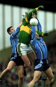 1 April 2001; Darragh Ó Sé of Kerry competes for a dropping ball with Enda Sheehy, left, and Ciarán Whelan of Dublin during the Allianz National Football League Division 1 match between Kerry and Dublin at Fitzgerald Stadium in Killarney, Kerry. Photo by Brendan Moran/Sportsfile