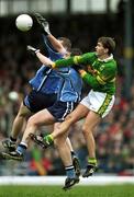 1 April 2001; Maurice Fitzgerald of Kerry competes for a high ball with Jonathan Magee and Ciarán Whelan of Dublin during the Allianz National Football League Division 1 match between Kerry and Dublin at Fitzgerald Stadium in Killarney, Kerry. Photo by Brendan Moran/Sportsfile