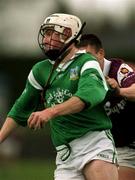 1 April 2001; Paul O'Grady of Limerick in action against Derek Hardiman of Galway during the Allianz National Hurling League Division 1A Round 4 match between Galway and Limerick at Duggan Park in Ballinasloe, Galway. Photo by Damien Eagers/Sportsfile