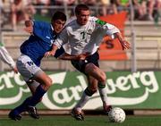 23 March 2001; Colin Healy of Republic of Ireland in action against Kostas Kostaninou of Cyprus during the UEFA European U21 Championship Qualification Group 2 game between Cyprus and Republic of Ireland at the GSZ Stadium in Larnaca, Cyprus. Photo by Damien Eagers/Sportsfile