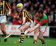 25 March 2001; Johnny Pilkington of Birr in action against Finbar O'Neill of Seir Kieran during the Offaly County Senior Hurling Championship Final match between Birr and Seir Kieran at St Brendan's Park in Birr, Offaly. Photo by Brendan Moran/Sportsfile
