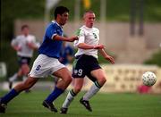 23 March 2001; Richie Foran of Republic of Ireland in action against Georgios Kkaras of Cyprus during the UEFA European U21 Championship Qualification Group 2 game between Cyprus and Republic of Ireland at the GSZ Stadium in Larnaca, Cyprus. Photo by Damien Eagers/Sportsfile