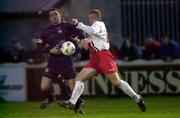3 March 2001; Darragh Maguire of St Patrick's Athletic in action against Glen Crowe of Bohemians during the Eircom League Premier Division match between St Patrick's Athletic and Bohemians at Richmond Park in Dublin. Photo by David Maher/Sportsfile
