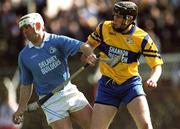 31 March 2001; Alan Hoyne of Graigue Ballycallan in action against Brian Culbert of Sixmilebridge during the AIB All-Ireland Senior Club Hurling Championship Semi-Final Replay match between Graigue Ballycallan and Sixmilebridge at Semple Stadium in Thurles, Tipperary. Photo by Ray McManus/Sportsfile