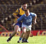 31 March 2001; Johnny Butler of Graigue Ballycallan in action against John O'Meara of Sixmilebridge during the AIB All-Ireland Senior Club Hurling Championship Semi-Final Replay match between Graigue Ballycallan and Sixmilebridge at Semple Stadium in Thurles, Tipperary. Photo by Ray McManus/Sportsfile