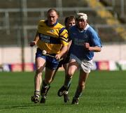 31 March 2001; Christy Chaplin of Sixmilebridge in action against Tomas Comerford of Graigue Ballycallan during the AIB All-Ireland Senior Club Hurling Championship Semi-Final Replay match between Graigue Ballycallan and Sixmilebridge at Semple Stadium in Thurles, Tipperary. Photo by Ray McManus/Sportsfile