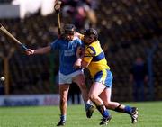 31 March 2001; John Hoyne of Graigue Ballycallan in action against Pat Hayes of Sixmilebridge during the AIB All-Ireland Senior Club Hurling Championship Semi-Final Replay match between Graigue Ballycallan and Sixmilebridge at Semple Stadium in Thurles, Tipperary. Photo by Ray McManus/Sportsfile